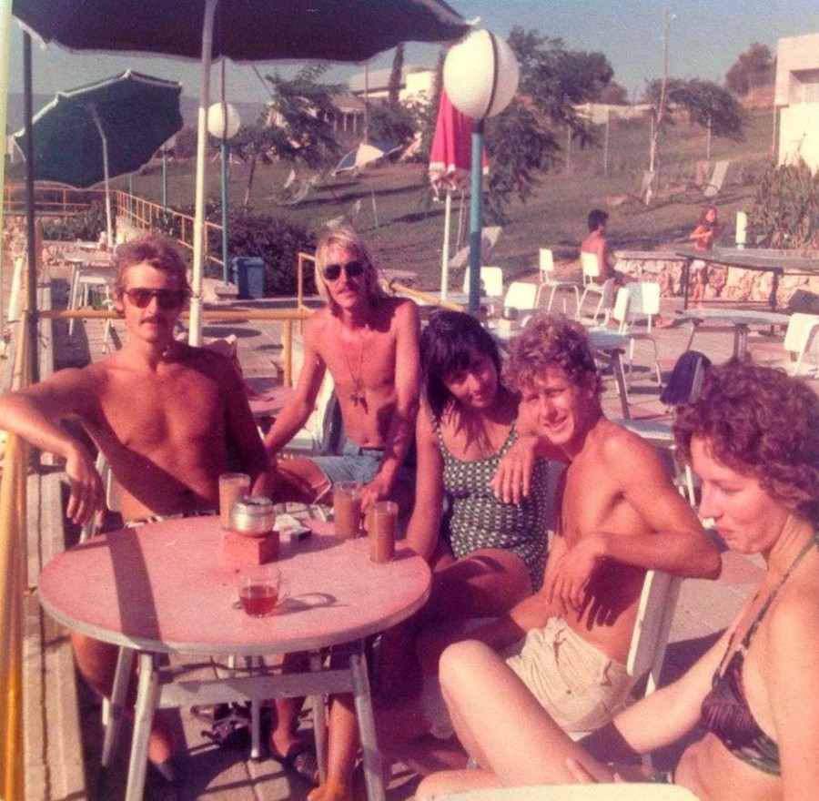 frAndy 77 at the pool. Jim, Alan, Fiona, David